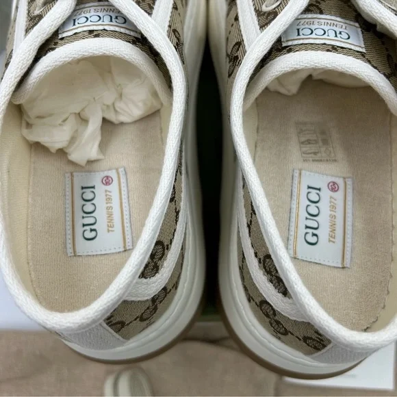 Gucci Brown, Gigi monogram canvas platform sneakers size 10.5 made in Italy - Picture 9 of 10